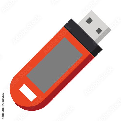 Isolated white USB flash drive is a portable digital storage device for computer data transfer