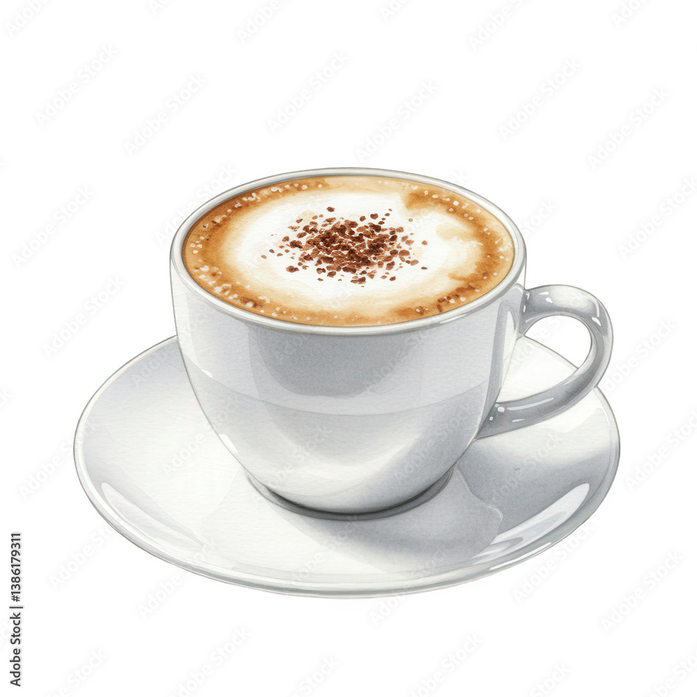 Aromatic cappuccino with frothed milk and chocolate dusting. Aromatic cappuccino with frothed milk and chocolate dusting.