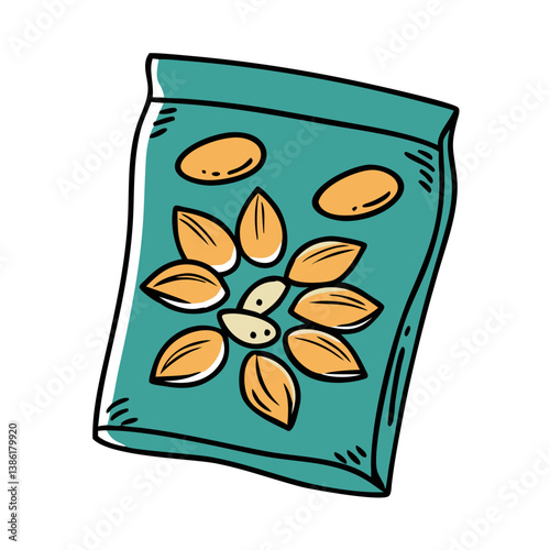 Seed packet for flower planting on a colorful background  