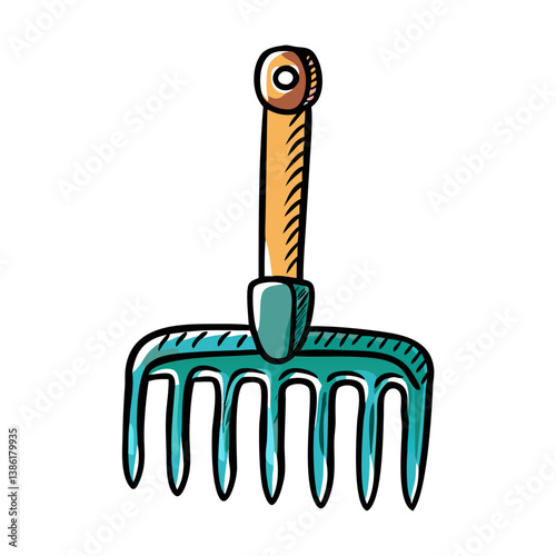 Garden Rake in Colorful Design for Planting Activities  
