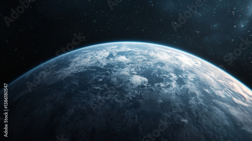 international recognition + global + success + achievement + ranking A breathtaking view of Earth from space, showcasing its atmosphere and distant stars.