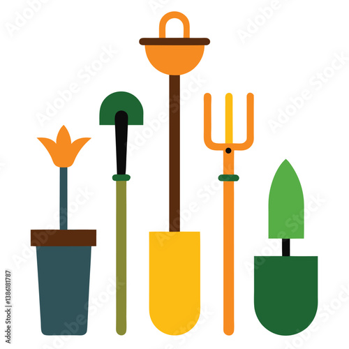 Gardening tools icon vector set design