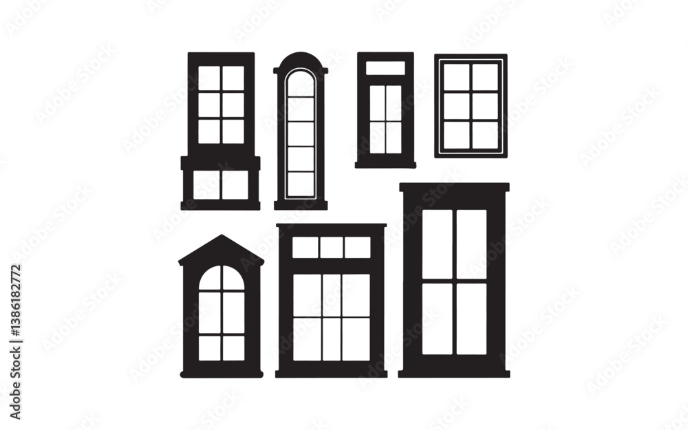 set of windows vector set of windows vector