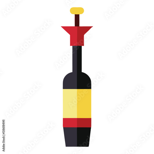 Isolated red wine bottle with a full glass of the alcoholic beverage