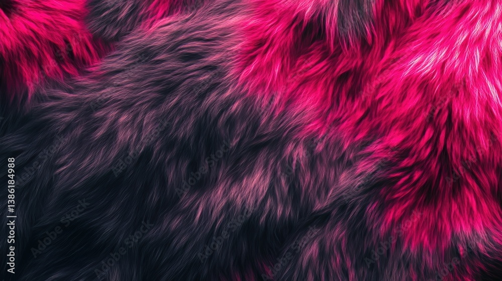 Fototapeta premium Cinematic Cyberpunk Wolf Texture: Gray & Neon Pink Fur. Hyper-detailed seamless repeating pattern background.