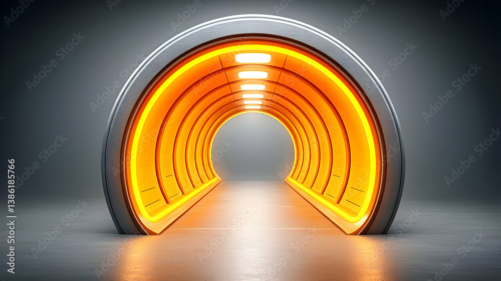 Fototapeta premium Dynamic High-Tech Empty Corridors in Futuristic Building Design