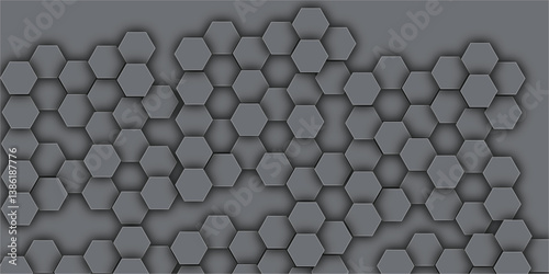 Abstract pattern with hexagonal white and gray  line paper background eometric mesh cell texture. modern futuristic  vector illustration geometry science and technology cover  