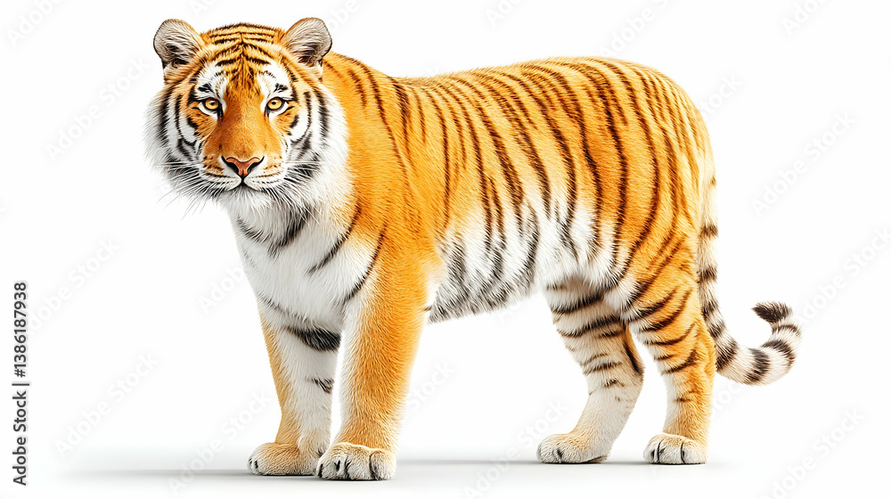 Fototapeta premium Magnificent Isolated Tiger on White Background in High Quality Image