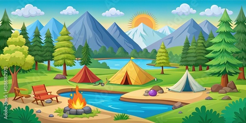Campground Clipart Illustrations for Outdoor Recreation