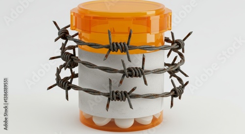 Conceptual portrayal of restricted access to medication and dangerous consequences