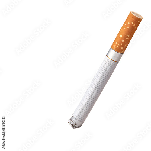 Realistic cigarette isolated cut out on PNG. AI GENERATED.
