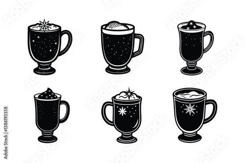 eggnog glass mug vector art silhouette