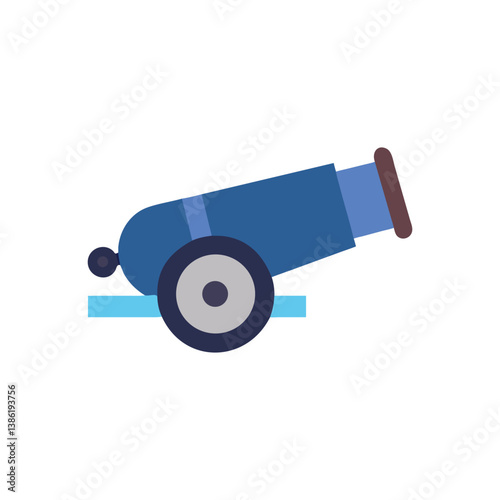 Cartoon Cannon Image, Blue and Gray, on White Background