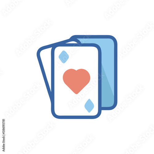 Playing cards, heart and diamonds, casino game icon