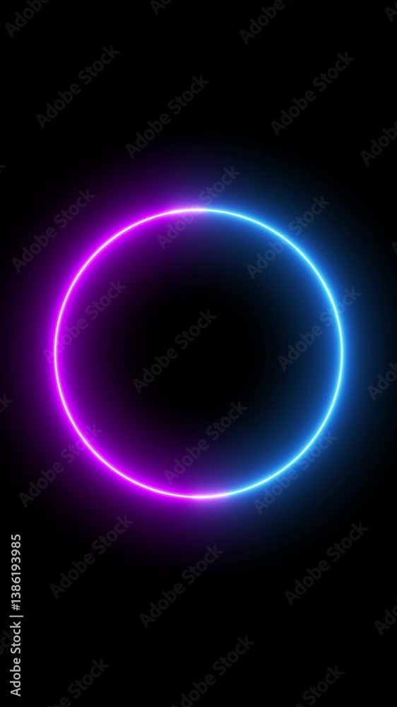 Round neon frame on black background