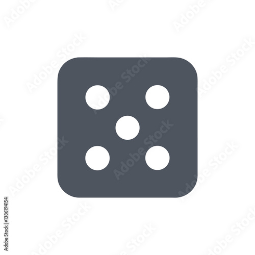 Dice vector icon with five dots on face