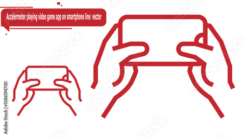 Accelermeter playing video game app on smartphone line  vector