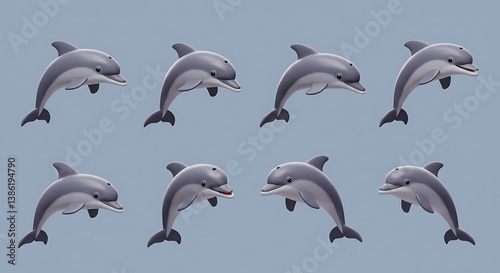 Playful Dolphins Leaping: Animated Sprite Sheet AI Generated