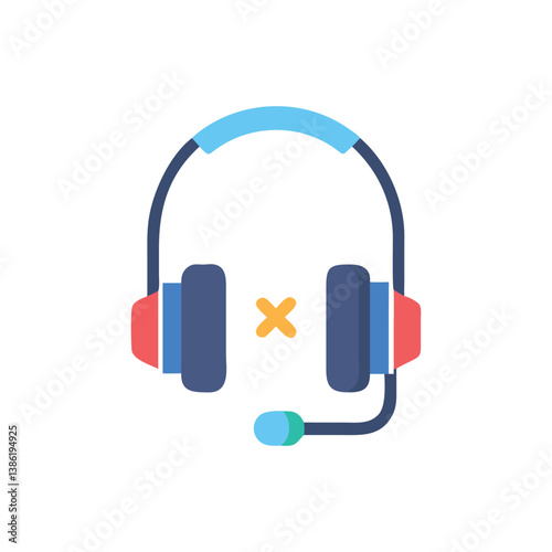 Headphones with Mic and Cross Icon, No Audio, Error