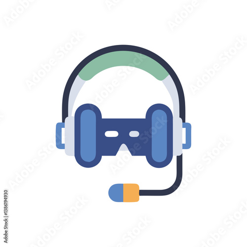 Blue Gaming Headset with Microphone Icon for Communication