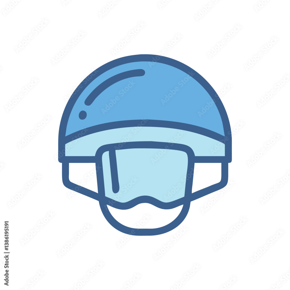 Naklejka premium Blue Ski Helmet with Goggles Icon Illustration Vector