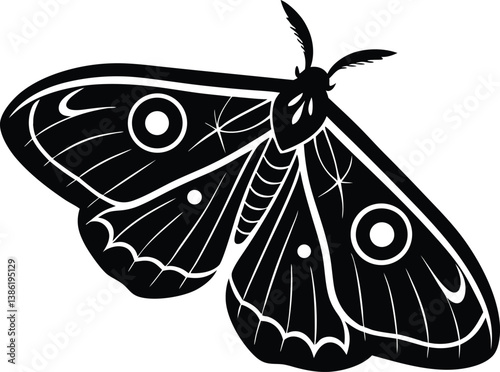 Elegant Black and White Moth Silhouette