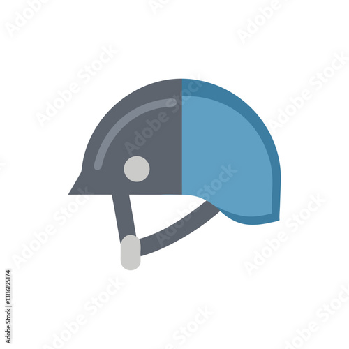 Blue and gray helmet for riding and safety
