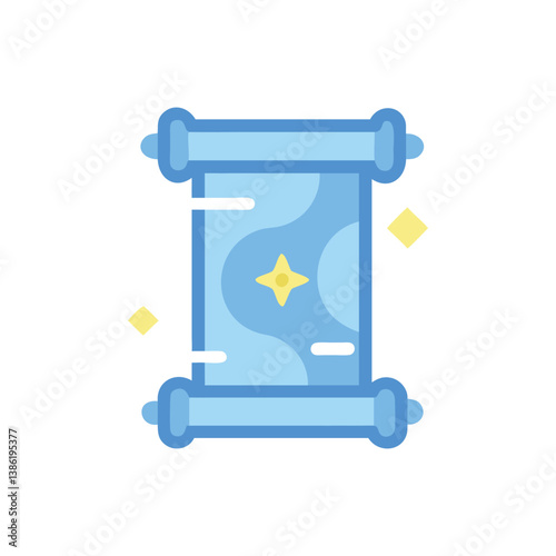 Magical Scroll: Fantasy Spell Parchment Cartoon Style Illustration