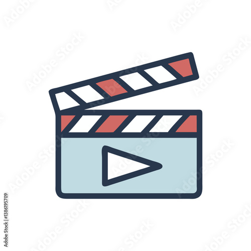 Cute Movie Clapperboard Icon Illustration for Film Projects