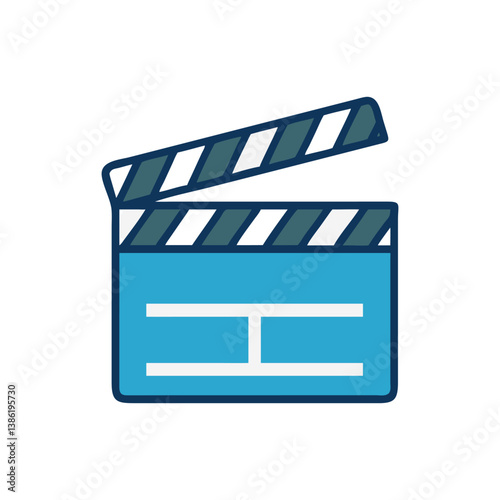 Blue Clapperboard Illustration, Film Making, Video Production Graphic