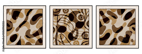 Set of 3 Abstract background in vintage style. Stylized old with grain. For use in graphics, for printing on wall decorations.