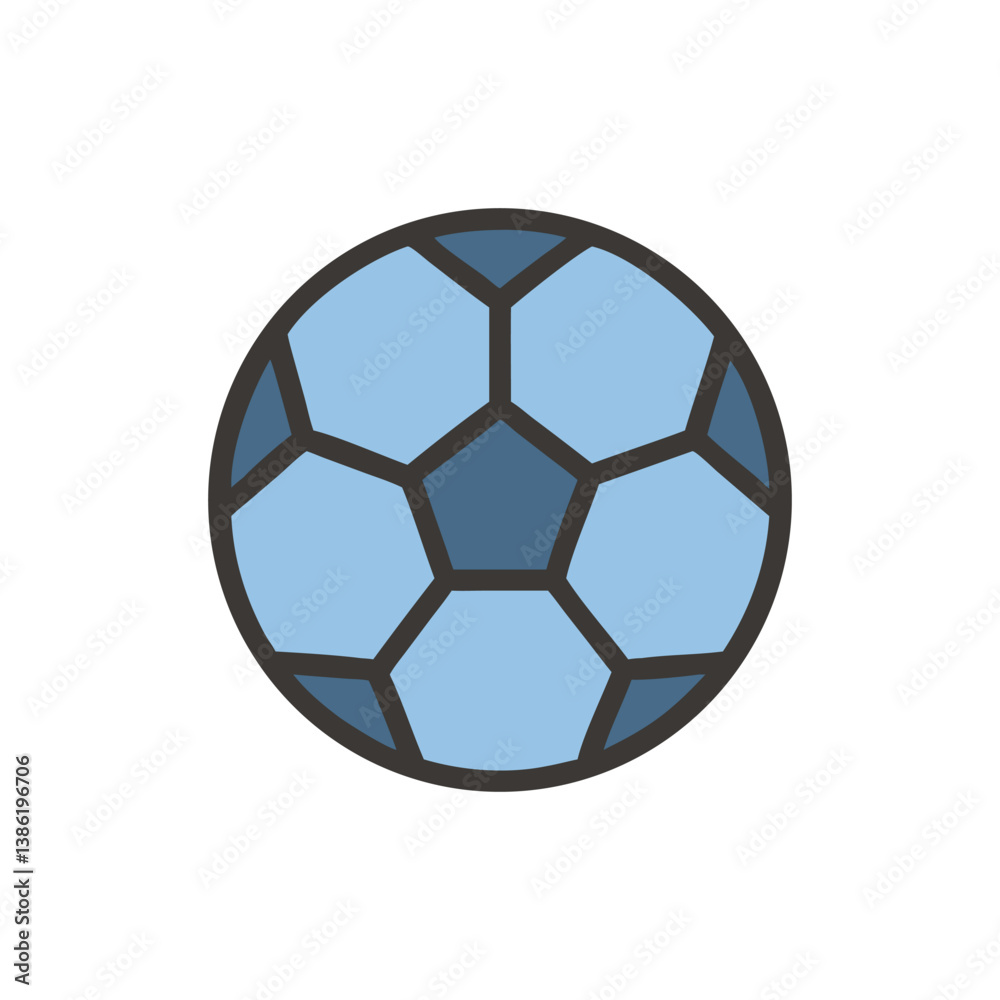 Fototapeta premium Blue Soccer Ball Isolated Icon Illustration Vector Design