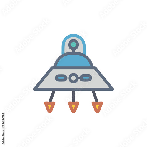Cute Cartoon Alien Spaceship or UFO on a white background