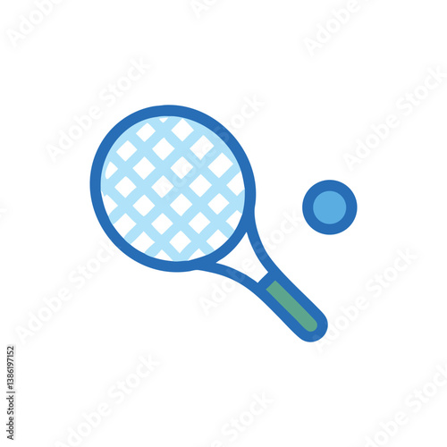 Tennis Racket and Ball Icon Vector Illustration Graphic