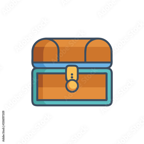Cartoon treasure chest vector icon, pirate treasure box