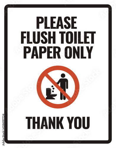 Do not flush toilet paper sign