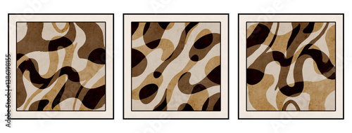 Set of 3 Abstract background in vintage style. Stylized old with grain. For use in graphics, for printing on wall decorations.