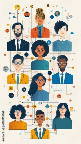 Customer personas illustrated with data points illustrating targeted marketing strategies and preferences