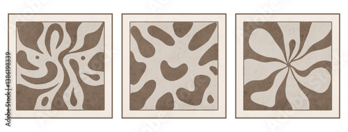 Set of 3 Abstract background in vintage style. Stylized old with grain. For use in graphics, for printing on wall decorations.