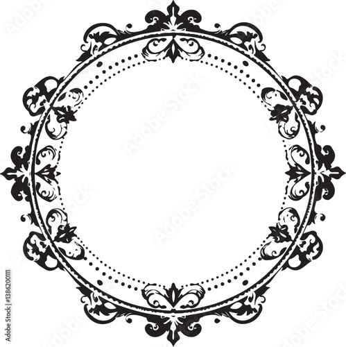 Enchanted Floral Edging Black Vector Emblem Intricate Bloom Boundary Decorative Black Icon 