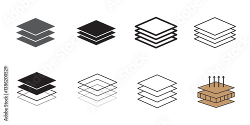 Layer line icon set. Layout sign on white background
