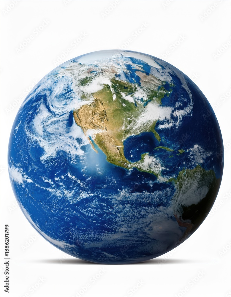 Fototapeta premium Detailed view of earth from space highlighting continents and oceans