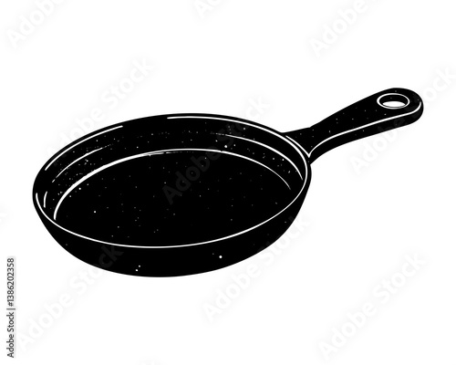 Skillet  silhouette on white background.