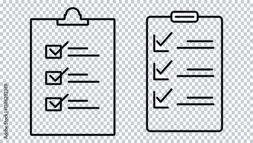 thin line checklist icon on transparent background. 
