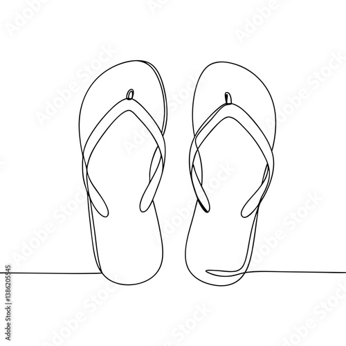 Minimalist line art of flip-flops on a simple background  