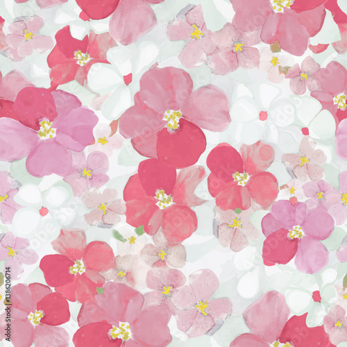 seamless pattern with pink flowers