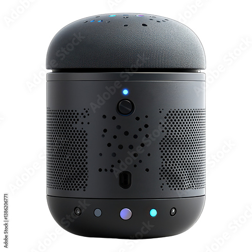A compact AI voice assistant device for meetings isolated on white background.PNG photo