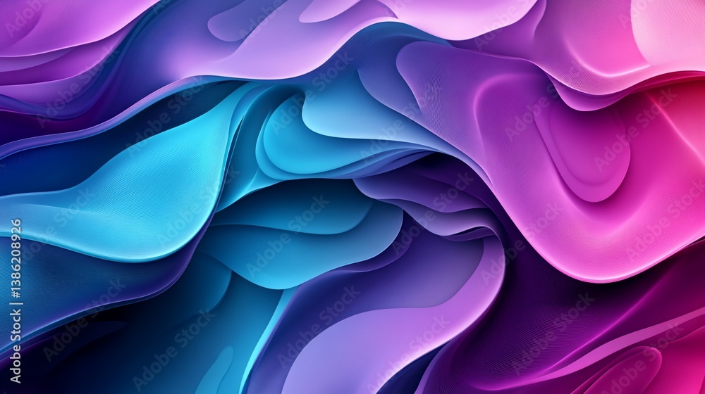 Fototapeta premium Abstract flowing gradient of purple and blue waves dynamic background