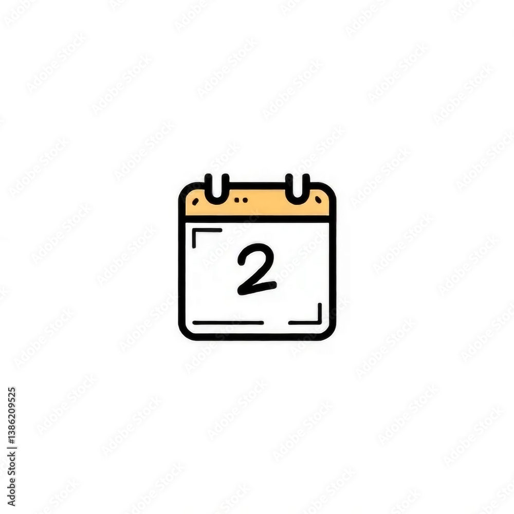 A simple calendar icon displaying the second day of the month with a clean, minimalist design and bold orange accents. A simple calendar icon displaying the second day of the month with a clean, minimalist design and bold orange accents.