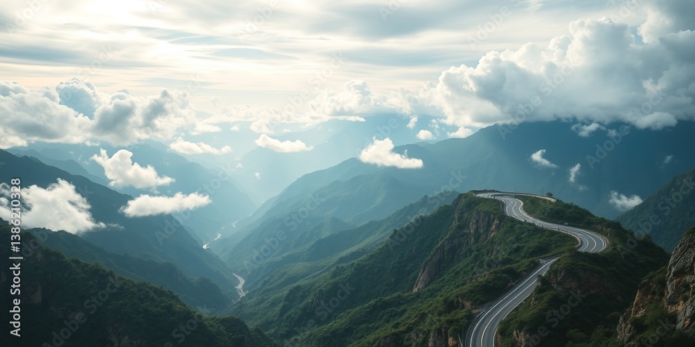 Hai Van Pass, Vietnam - Mountainous Highway Scenery Hai Van Pass, Vietnam - Mountainous Highway Scenery